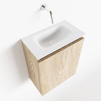 Toiletmeubel Mondiaz Ture | 40 cm | Meubelkleur Washed oak | Eden wastafel Talc Midden | Zonder kraangat