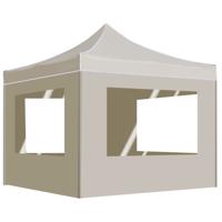 Partytent inklapbaar met wanden 2x2 m aluminium crme - thumbnail