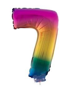 Folieballon Cijfer 7 Regenboog - 41cm