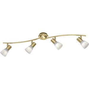 LED Plafondspot - Trion Levino - E14 Fitting - Warm Wit 3000K - 4-lichts - Rechthoek - Mat Goud - Aluminium