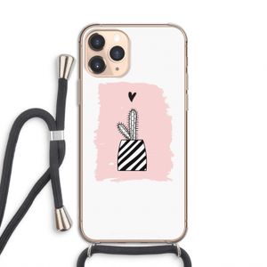 Zwart-wit cactus: iPhone 11 Pro Transparant Hoesje met koord