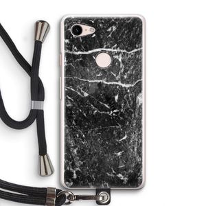 Zwart marmer: Pixel 3 Transparant Hoesje met koord