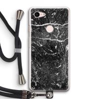 Zwart marmer: Pixel 3 Transparant Hoesje met koord