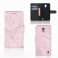 Nokia 2 Bookcase Marble Pink - Origineel Cadeau Vriendin