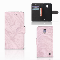 Nokia 2 Bookcase Marble Pink - Origineel Cadeau Vriendin - thumbnail