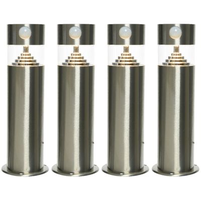Set van 4x stuks solar tuinlampen/prikspots met bewegingssensor cilinder op zonne-energie 50 cm