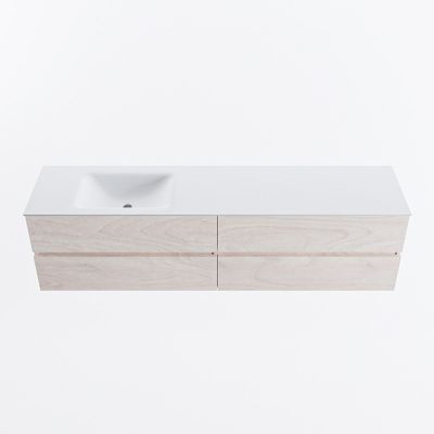 MONDIAZ VICA 190cm badmeubel onderkast Underlayment 4 lades. Wastafel CLOUD links zonder kraangat, kleur Talc.