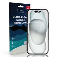 Lunso - iPhone 15 Plus - Duo Pack (2 stuks) Beschermfolie - Full Cover Screen protector