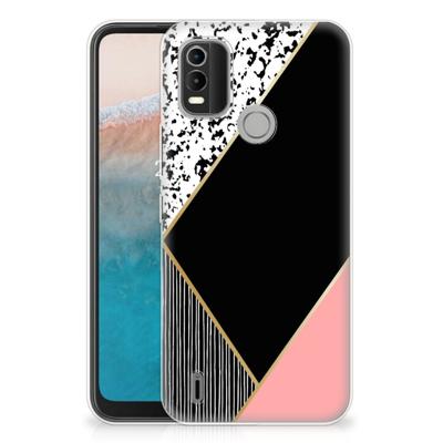 Nokia C21 Plus | TPU Hoesje | Zwart Roze Vormen