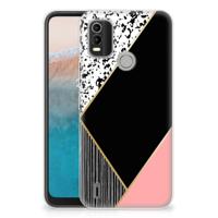 Nokia C21 Plus | TPU Hoesje | Zwart Roze Vormen