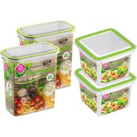 4x Voorraad/vershoudbakjes 2 liter transparant/groen