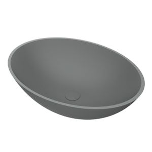 Arcqua Prince Waskom Opbouw - 49x34cm - ovaal - cast marble - mat grijs WAS459711