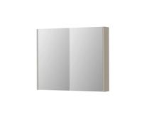 INK SPK2 spiegelkast met 2 dubbelzijdige spiegeldeuren, 2 verstelbare glazen planchetten, stopcontact en schakelaar 90 x 14 x 73 cm, mat kasjmier
