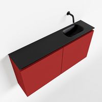 Toiletmeubel Mondiaz Ture | 100 cm | Meubelkleur Fire | Eden wastafel Urban Rechts | Zonder kraangat