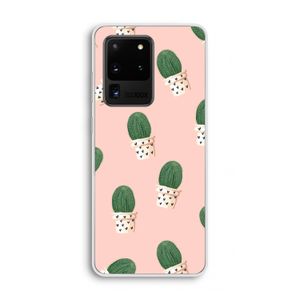 Cactusprint roze: Samsung Galaxy S20 Ultra Transparant Hoesje