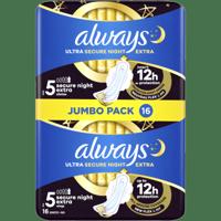 Always Always Ultra secure Night Maandverband met extra vleugels - 16 stuks