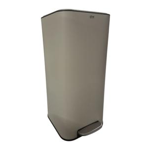 Prullenbak/pedaalemmer - beige - rvs metaal - 30 liter - 35 x 29 x 63 cm - keuken - vierkant