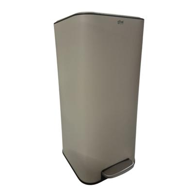 Prullenbak/pedaalemmer - beige - rvs metaal - 30 liter - 35 x 29 x 63 cm - keuken - vierkant