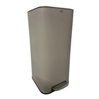 Prullenbak/pedaalemmer - beige - rvs metaal - 30 liter - 35 x 29 x 63 cm - keuken - vierkant