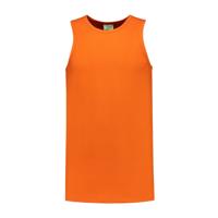 Sport singlet voor heren - oranje - mouwloos shirtje - katoen/elastaan - ademend