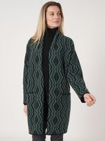 Middellang intarsia-vest met jacquardpatroon