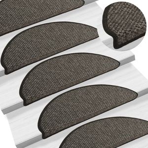 VidaXL Trapmatten zelfklevend 15st sisal-look 65x21x4cm antracietkleur
