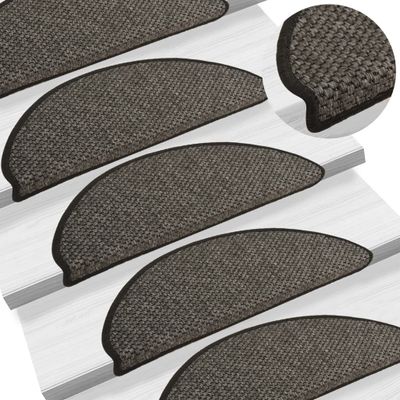 VidaXL Trapmatten zelfklevend 15st sisal-look 65x21x4cm antracietkleur