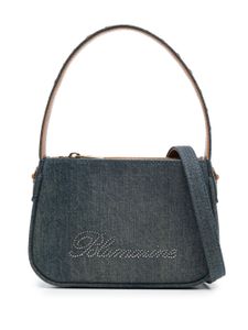 Blumarine mini sac en jean à logo strassé - Bleu