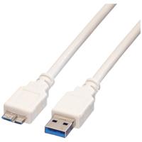 VALUE USB 3.2 Gen 1 kabel, type, A M - Micro B M, wit, 0,8 m