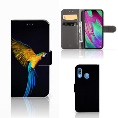 Samsung Galaxy A40 | Telefoonhoesje | Met pasjeshouder | Papegaai