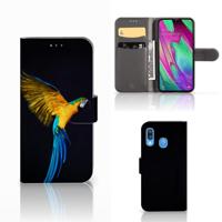 Samsung Galaxy A40 | Telefoonhoesje | Met pasjeshouder | Papegaai