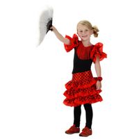 Spaanse jurk rood voor meisjes - thumbnail