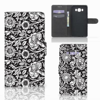 Samsung Galaxy J7 2016 Hoesje Black Flowers Samsung Galaxy J7 2016 Hoesje Black Flowers