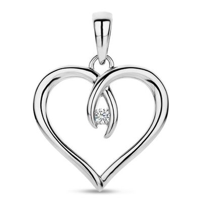 Hanger Hart zilver-zirconia wit 16 x 17 mm