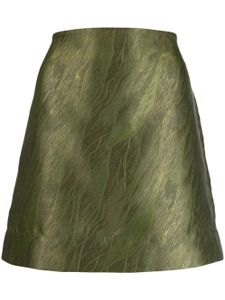 GANNI minijupe en satin à motif jacquard - Vert