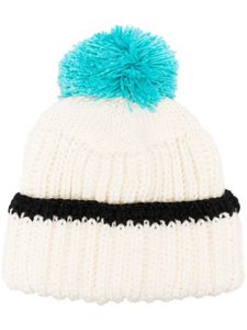 Patou bonnet en maille à pompons - Blanc