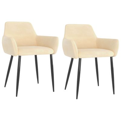 VidaXL Eetkamerstoelen 2 st fluweel crèmekleurig VidaXL Eetkamerstoelen 2 st fluweel crèmekleurig