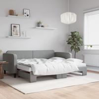 Slaapbank onderschuifbed en matrassen 90x200 cm stof lichtgrijs