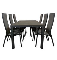 Qopps Levas tuintafel met 6 Victory gasveer verstelbare tuinstoel