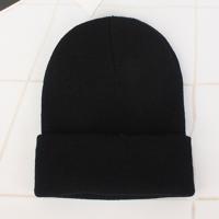 Eenvoudige effen kleur warme Pullover gebreide Cap voor mannen/vrouwen (zwart)