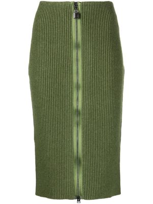 TOM FORD jupe crayon zippée à design nervurée - Vert
