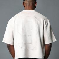 Bon&Bon Black Suedette Crop Fit Short Sleeve Tee | Loose Casual T-Shirt Apricot / XXL