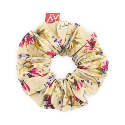 MAYCE Girlslabel Meisjes scrunchie - Geel bloemen AOP MAYCE Girlslabel Meisjes scrunchie - Geel bloemen AOP