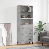 Hoge kast 69,5x34x180 cm bewerkt hout betongrijs