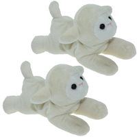 Set van 2x stuks pluche knuffel dieren Schaap/lammetje van 17 cm - thumbnail