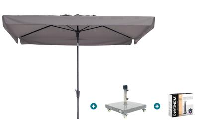 Madison Delos Luxe stokparasol 200x300 cm. - Taupe met Sevilla voet en hoes
