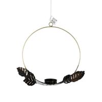 Hanger theelichthouder Leaves bronskleurig 29,5 cm | 8 stuks