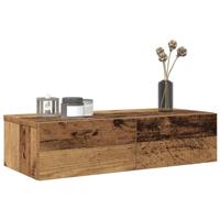 Wandschap met lades 60x26,5x15 cm bewerkt hout oud houtkleurig