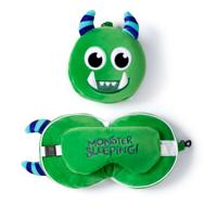 Ty Relaxeazzz pluche monstarz monster rond reiskussen & slaapmasker - groen