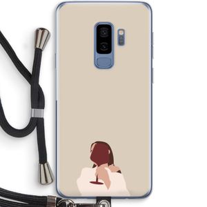 I drink wine: Samsung Galaxy S9 Plus Transparant Hoesje met koord